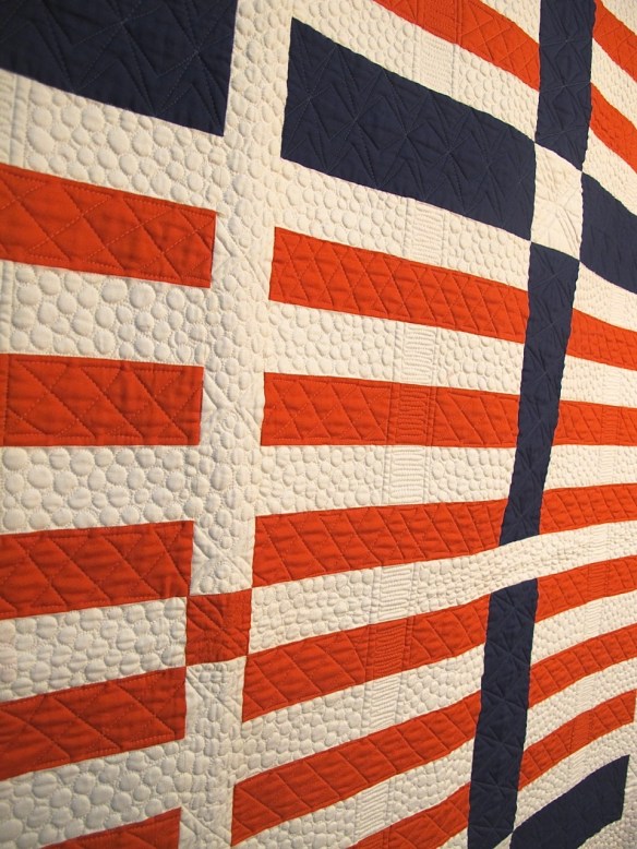 You + Me by Heather Jones, quilted by Angela Walters, inspired by a four block strip quilt by Loretta Pettway from Gee's Bend Alabama You + Me by Heather Jones, quilted by Angela Walters, inspired by a four block strip quilt by Loretta Pettway from Gee's Bend Alabama