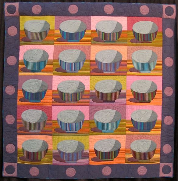 STRIPED RICE BOWLS, by Kaffe Fassett and Liza Prior Lucy, quilted by Judy Irish STRIPED RICE BOWLS, by Kaffe Fassett and Liza Prior Lucy, quilted by Judy Irish