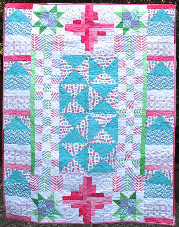 Sampler quilt from Quilts! Quilts!! Quilts!!! by Diana McClun and Laura Nownes using Pop Rox fabric Sampler quilt from Quilts! Quilts!! Quilts!!! by Diana McClun and Laura Nownes using Pop Rox fabric