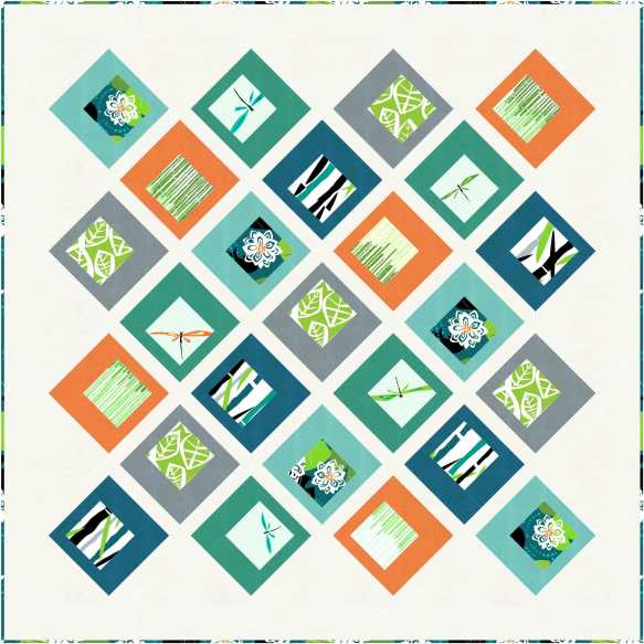 "Gaboodles" by Tiffany Hayes of Needle in a Hayes Stack using Water Garden and Textured Solids by Andover Fabrics 52x52 "Gaboodles" by Tiffany Hayes of Needle in a Hayes Stack using Water Garden and Textured Solids by Andover Fabrics 52x52