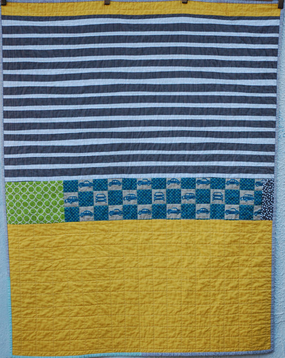 Retro Cars Stripe Quilt by Margaret Glendening Retro Cars Stripe Quilt by Margaret Glendening