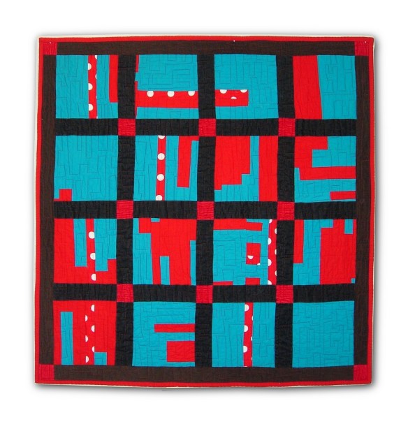 Red & Turqoise quilt by Stacey Sharman of Peppermint Pinwheels