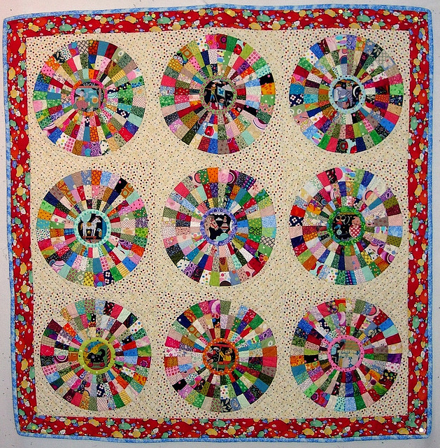 Scrappy Wagon Wheels for Max by Stacey Sharman of Peppermint Pinwheels