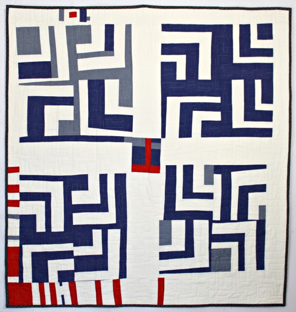 Blue and White Split Log Cabin Quilt by Stacey Sharman of Peppermint Pinwheels