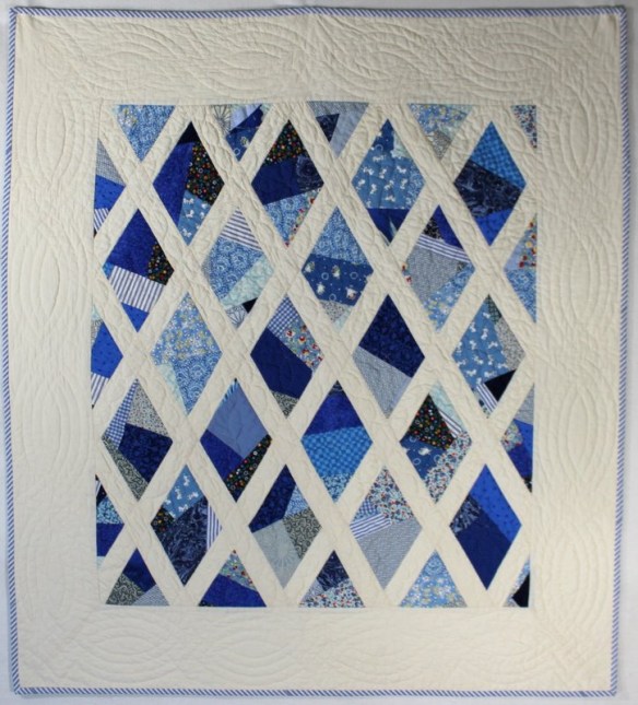 Blue and White Diamond Crib Quilt by Stacey Sharman