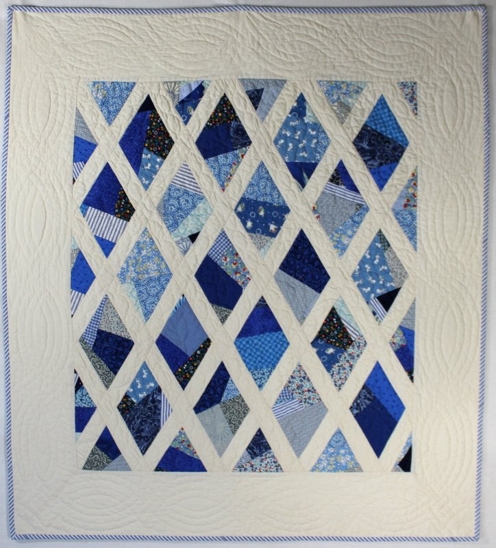Blue and White Diamond Crib Quilt by Stacey Sharman