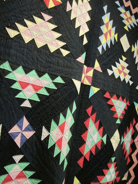 Railroad Crossing with Zig Zag Border, dated 1928. Made by Mrs. Albert V. Schlabach (Christina Yoder Schlabach) Benton, Ohio. Cotton. Railroad Crossing with Zig Zag Border, dated 1928. Made by Mrs. Albert V. Schlabach (Christina Yoder Schlabach) Benton, Ohio. Cotton.