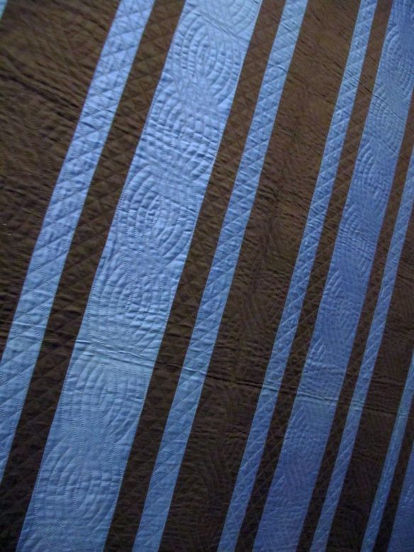 Split Bars, c. 1920. Unknown Maker, Initialed M on the back. Holmes County. Cotton. Split Bars, c. 1920. Unknown Maker, Initialed M on the back. Holmes County. Cotton.