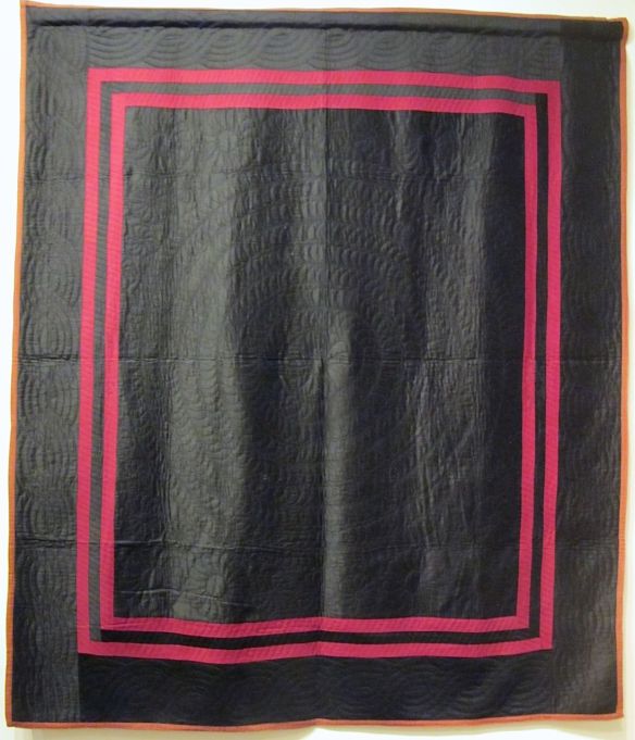 Plain Quilt with Double Inner Birder, dated March 4, 1915. Made by Katie M. Erb. Signed and dated. Holmes County. Cotton. Plain Quilt with Double Inner Birder, dated March 4, 1915. Made by Katie M. Erb. Signed and dated. Holmes County. Cotton.