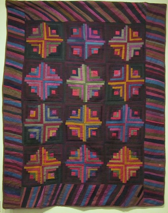 Log Cabin, Light & Dark Variation, c. 1880-90, unknown maker, Holmes County, Wool Log Cabin, Light & Dark Variation, c. 1880-90, unknown maker, Holmes County, Wool