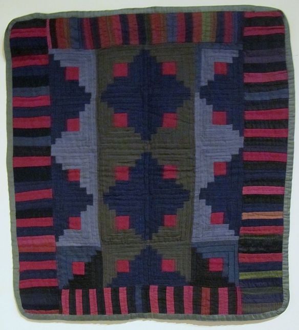 Log Cabin Crib Quilt, Light & Dark Variation, c. 1910-15 (top). Unknown maker. Holmes County. Wool. Log Cabin Crib Quilt, Light & Dark Variation, c. 1910-15 (top). Unknown maker. Holmes County. Wool.