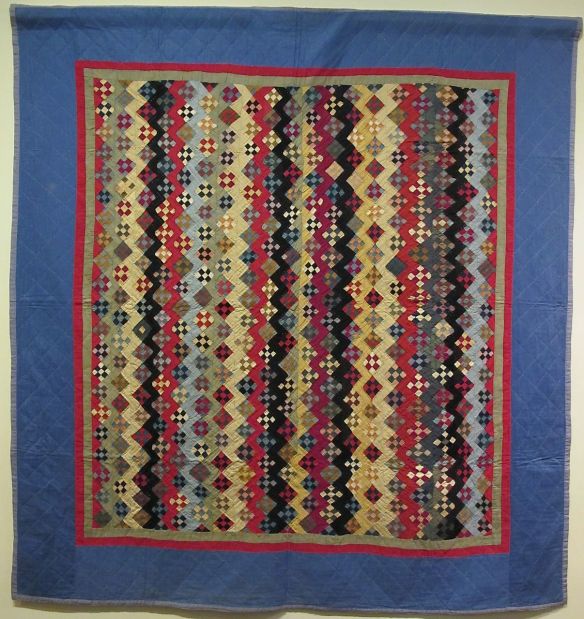 Zig Zag Nine Patch Variation, c. 1890-1930 (top made c. 1890, incorporated into the quilt, c. 1930). Unknown Maker. Geauga County. Cotton. Zig Zag Nine Patch Variation, c. 1890-1930 (top made c. 1890, incorporated into the quilt, c. 1930). Unknown Maker. Geauga County. Cotton.