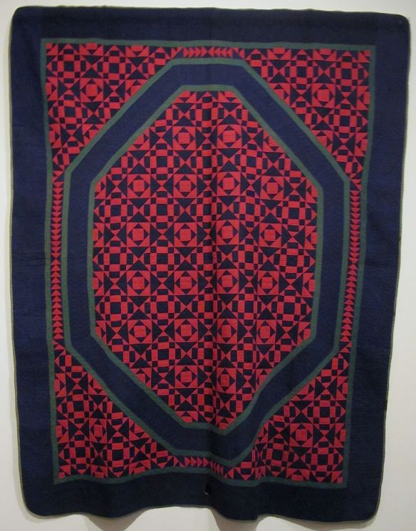 Unnamed Pattern -- "O" Quilt, dated 1883. Initials JY SY JJY LCY JR ER. Holmes County. (First found in Plain City, Madison County)  Cotton.
