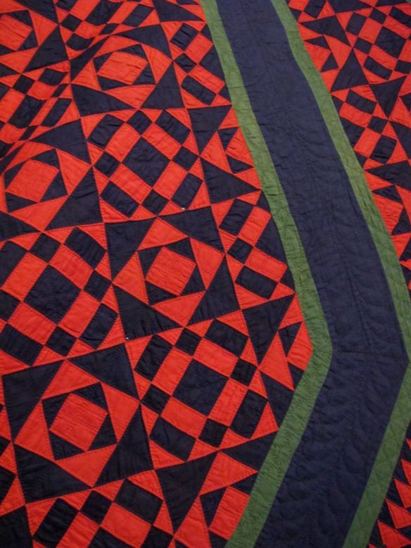 Unnamed Pattern -- "O" Quilt, dated 1883. Initials JY SY JJY LCY JR ER. Holmes County. (First found in Plain City, Madison County)  Cotton.