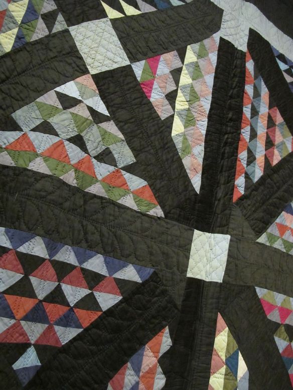 Railroad Crossing, dated February 12, 1914. Signed Anna Hershberger. Holmes County. Cotton.