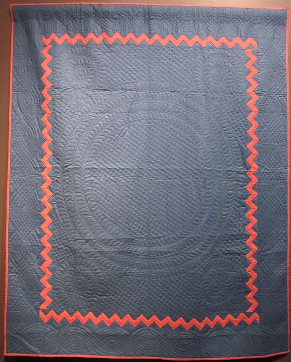 Plain Quilt with Zig Zag Inner Border, c. 1925-30. Unknown maker. Wayne County. Cotton.