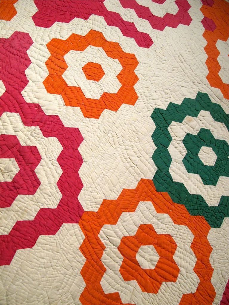 Grandmother's Flower Garden, variation. c. 1950-1975 attributed to Donna Settles, Cook County, IL