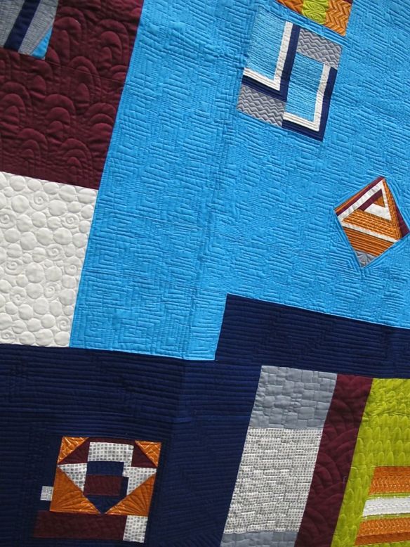 QuiltCon charity quilt by Central Jersey Modern Quilt Guild. To be donated to the annual fundraising for SAVE, a local animal shelter. QuiltCon charity quilt