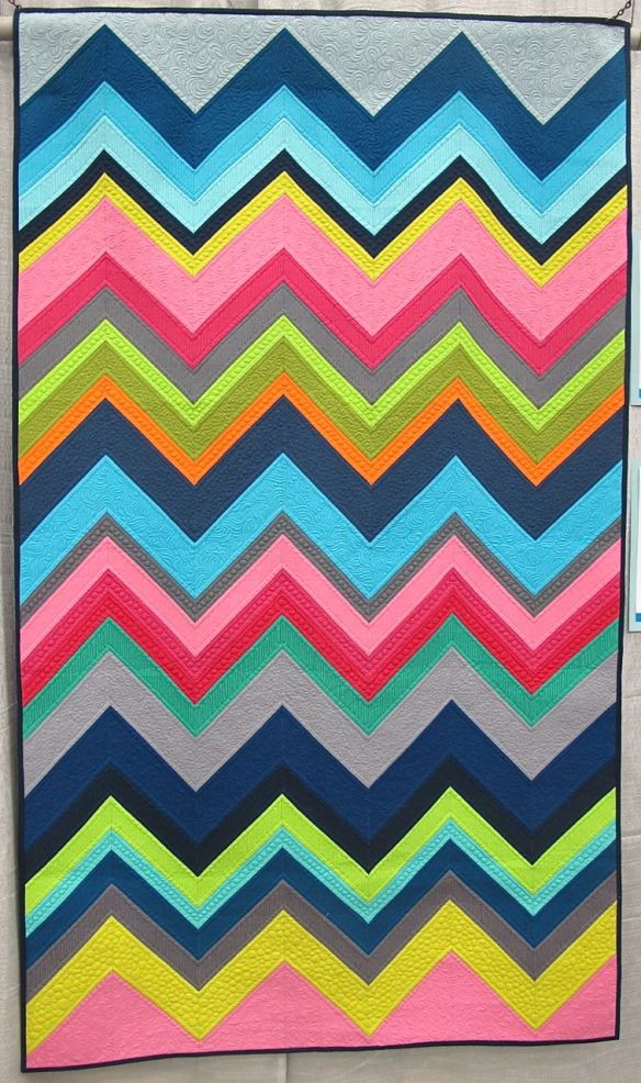 Modern Chevron Remix by Cynthia Whitten. Ladera Ranch, California. Quilted by Helen Baczynski.