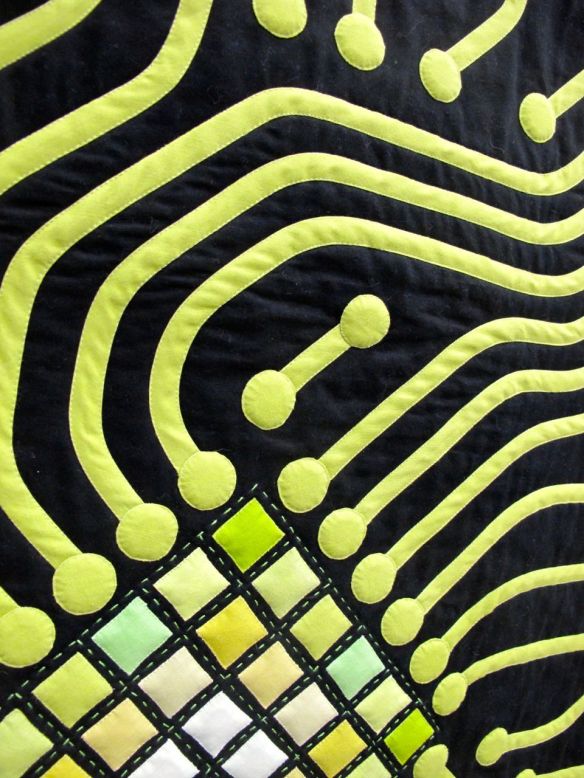 CPU by Katherine Jones. Chigwell, Tasmania, Australia. 1st place, Bias Tape Applique Challenge, QuiltCon 2015.