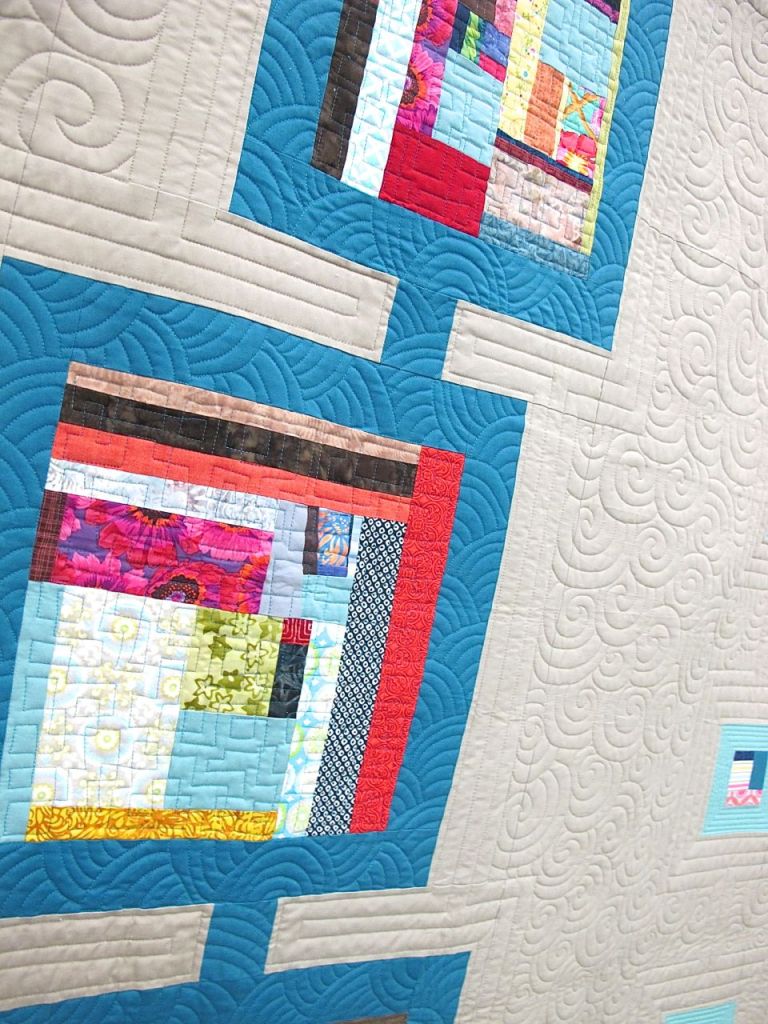 Improv Pods by Jessica Levitt. Bridgewater, New Jersey. Pieced by Robin Buscemi and members of the Central Jersey MQG