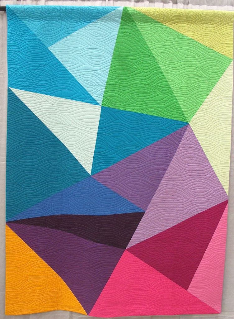 Fractured Triangles by Paula Leber. Merriam, Kansas. Quilted by Denise Pitts Best.