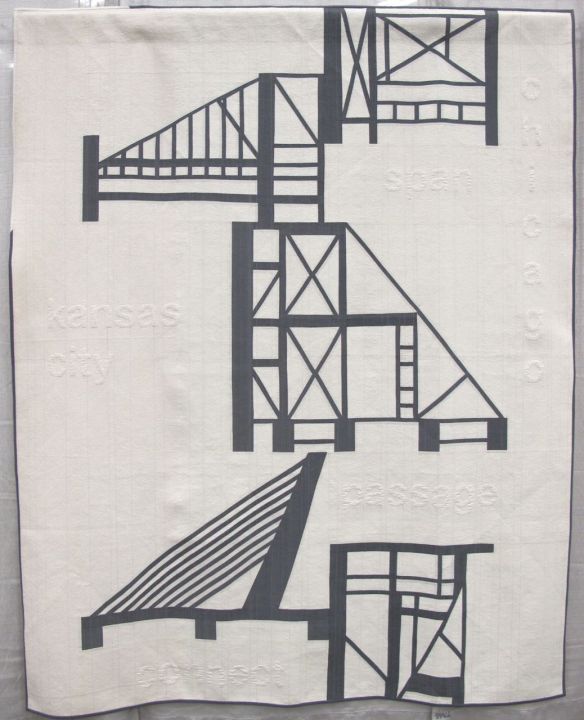 Building Bridges by Jacquie Gering of Tallgrass Prairie Studio. Kansas City, Missouri. Quilted by Sheryl Schleicher.