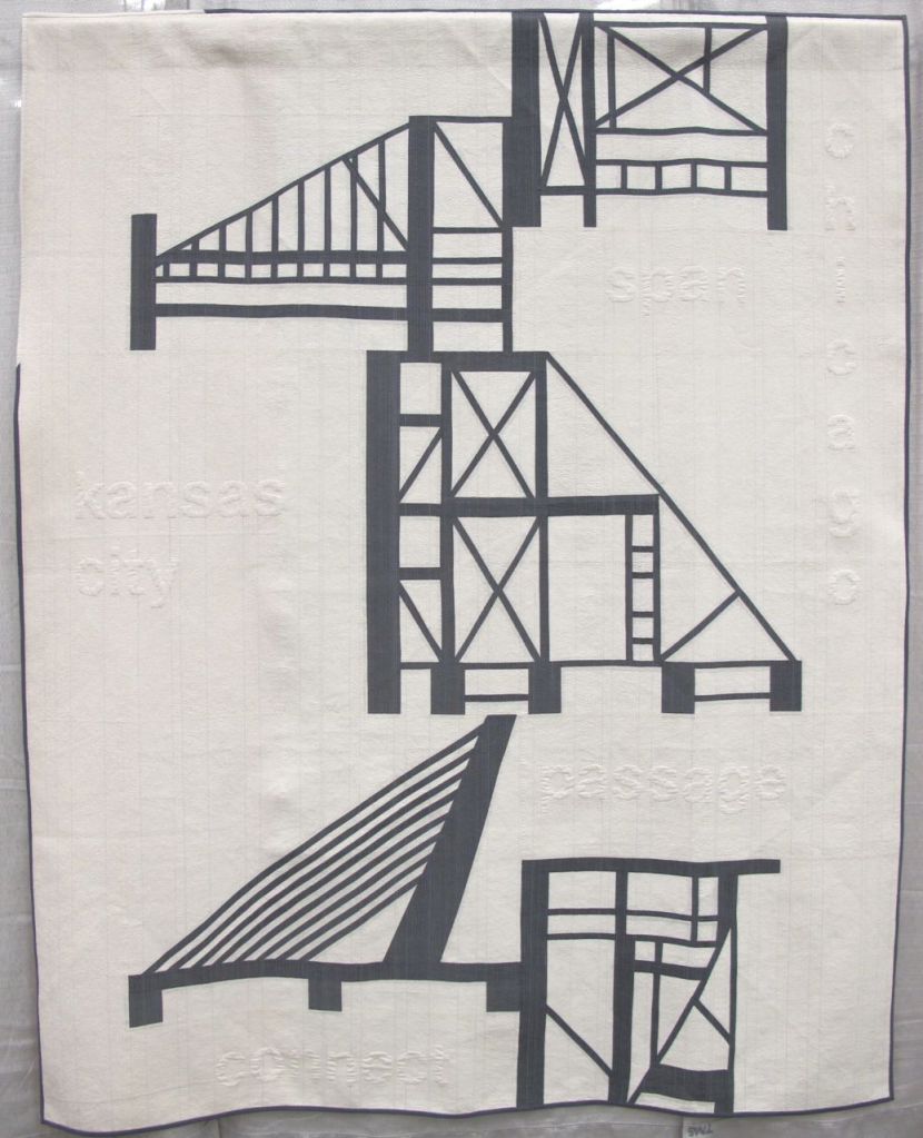 Building Bridges by Jacquie Gering of Tallgrass Prairie Studio. Kansas City, Missouri. Quilted by Sheryl Schleicher.