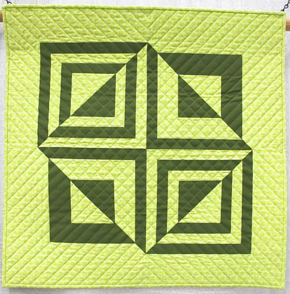 2-Squares=4-Half Square Triangles by Mary Langenberg. Overland Park, Kansas.