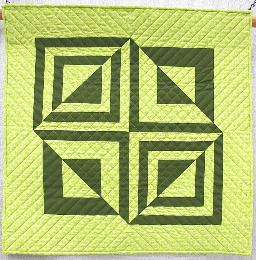 2-Squares=4-Half Square Triangles by Mary Langenberg. Overland Park, Kansas.