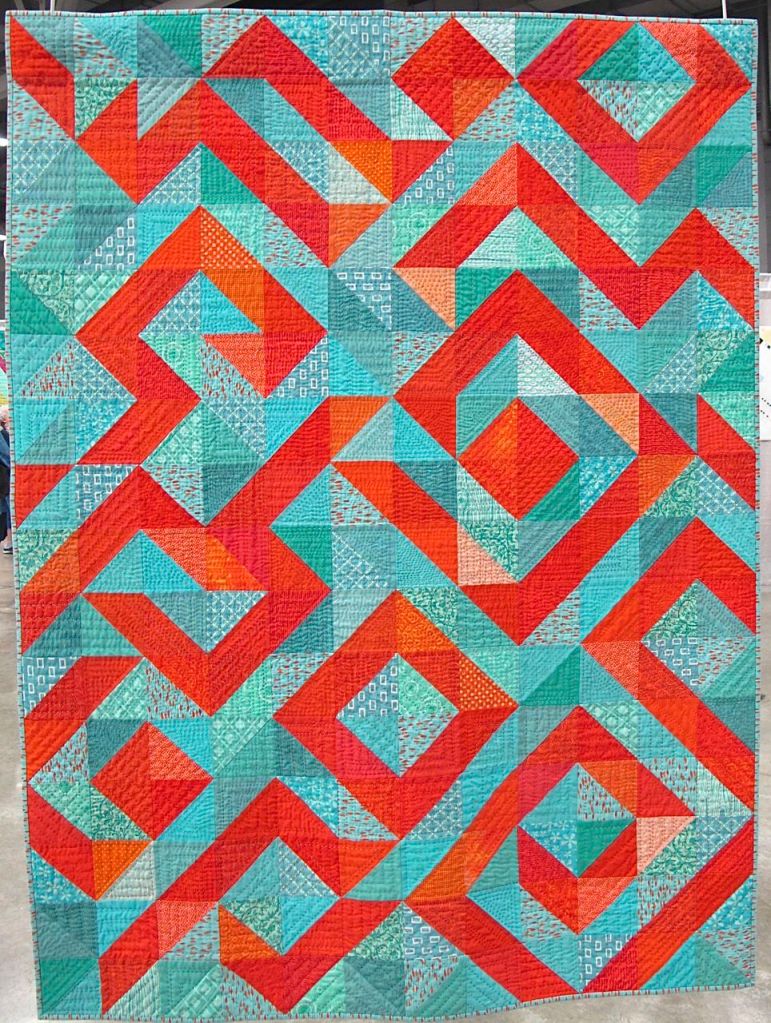 Coral Reef by Marla Varner, Sequim, Washington. Improvisational hand quilting. Quilting Excellence Award, sponsored by Make it Coats, QuiltCon 2015.