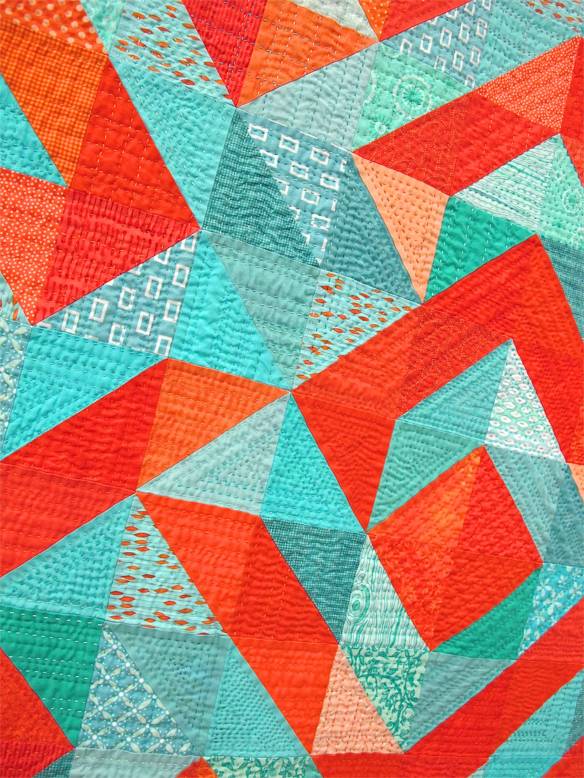 Coral Reef by Marla Varner, Sequim, Washington. Improvisational hand quilting. Quilting Excellence Award, sponsored by Make it Coats, QuiltCon 2015.