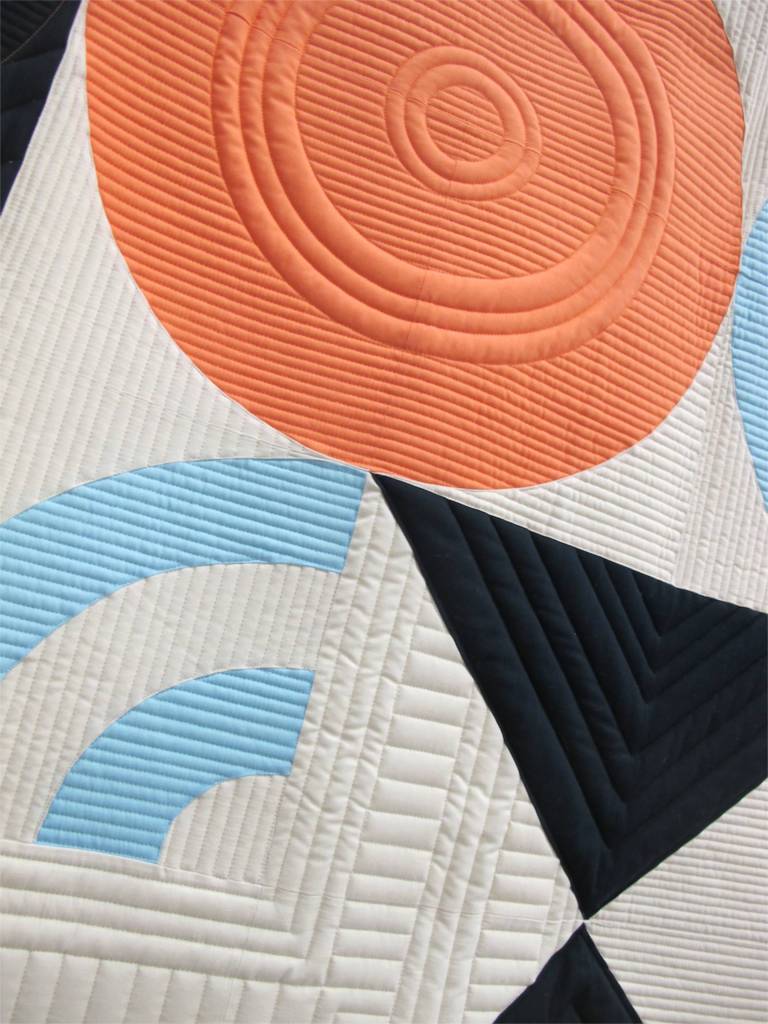 Eames Blocks designed by Lorena Maranon, pieced by Jen Carlton Bailly, quilted by Gina Pina. Winning design for the Modern Quilt Guild Giveaway Quilt Design Challenge.