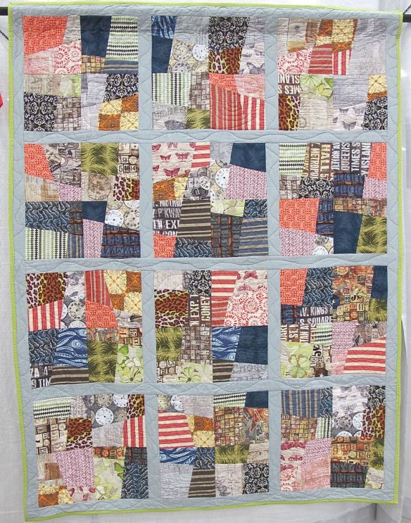 The Overgrown City by Cadence Jenkins, Ovilla, Texas. 2nd quilt she ever made, original design, quilted with her aunt's long arm.