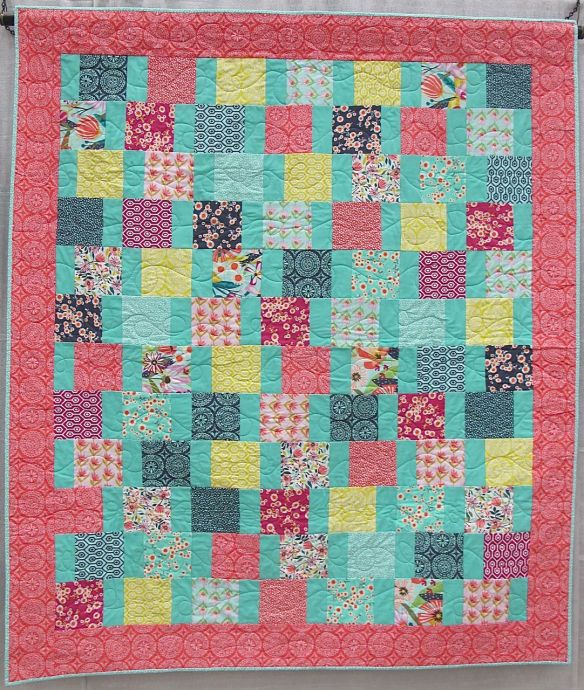 Side Step by Kate Ivie. Austin, Texas.Original design at age 10. Quilted by Kate on a long arm at The Cotton Cupboard in Lakeway, Texas.