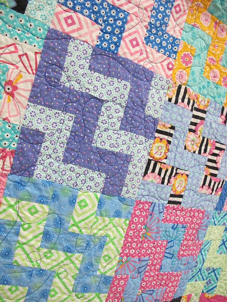 Staircase by Kate Ivie, Austin, Texas. Pattern: "Social Climber" from Villa Rosa Designs.Started at age 10. Quilted by Evie on a long-arm at The Cotton Cupboard in Lakeway, Texas. Binding by her mother, Jill Evie.