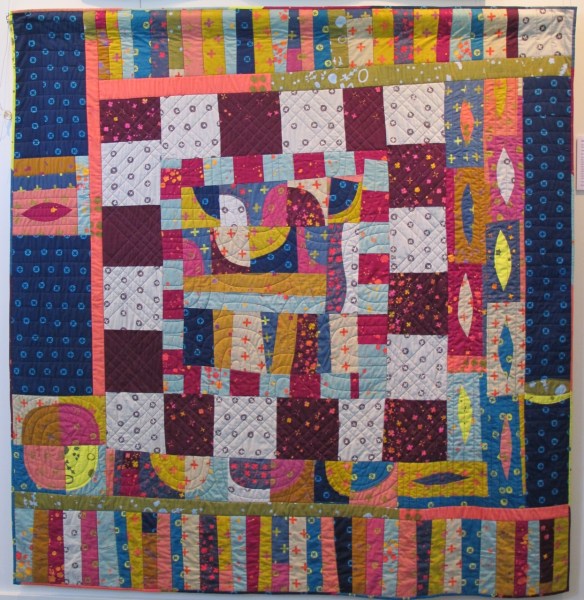 Handcrafted Round Robin, pieced by Rita Nguyen, Anna Carloni, Terri Carpenter, Birgit Hottenrott, and Kristen Takakuwa, quilted by Terri Carpenter Handcrafted Round Robin, pieced by Rita Nguyen, Anna Carloni, Terri Carpenter, Birgit Hottenrott, and Kristen Takakuwa, quilted by Terri Carpenter