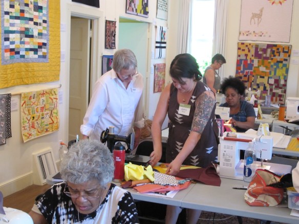 Pam Rocco with Darci Read at her workshop "Quilting by the Seat of Your Pants" at the 2016 Stitch Modern Exhibition at The Piedmont Center for the Arts Pam Rocco with Darci Read at her workshop "Quilting by the Seat of Your Pants" at the 2016 Stitch Modern Exhibition at The Piedmont Center for the Arts