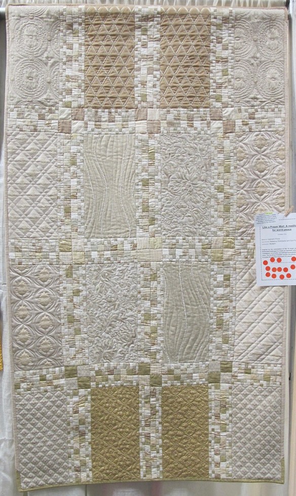 LIke a Prayer Wall- A meditation for world peace by Leonard Pinna, quilted by Rebecca Rohrkaste and Sue Fox LIke a Prayer Wall- A meditation for world peace by Leonard Pinna, quilted by Rebecca Rohrkaste and Sue Fox