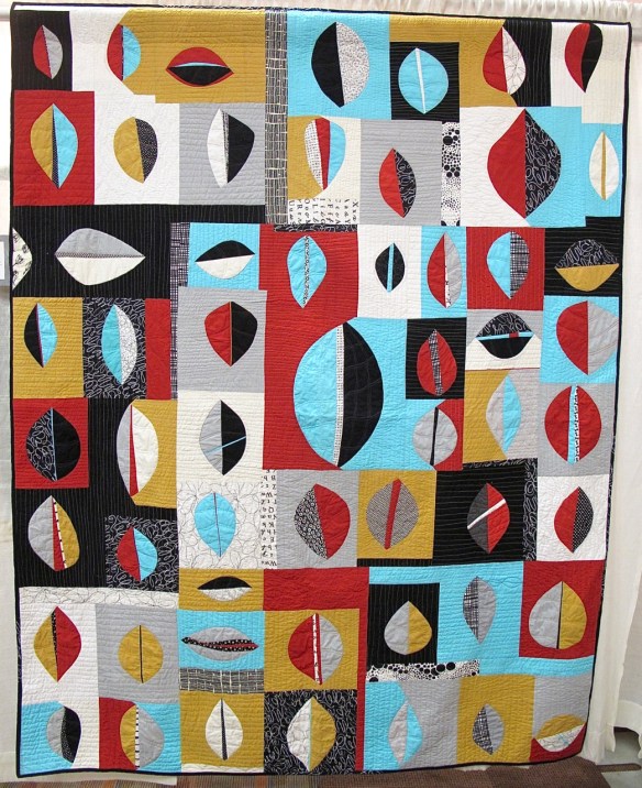 Modern Re-Leaf by Bee Modern Members, quilted by Claudia Shearer