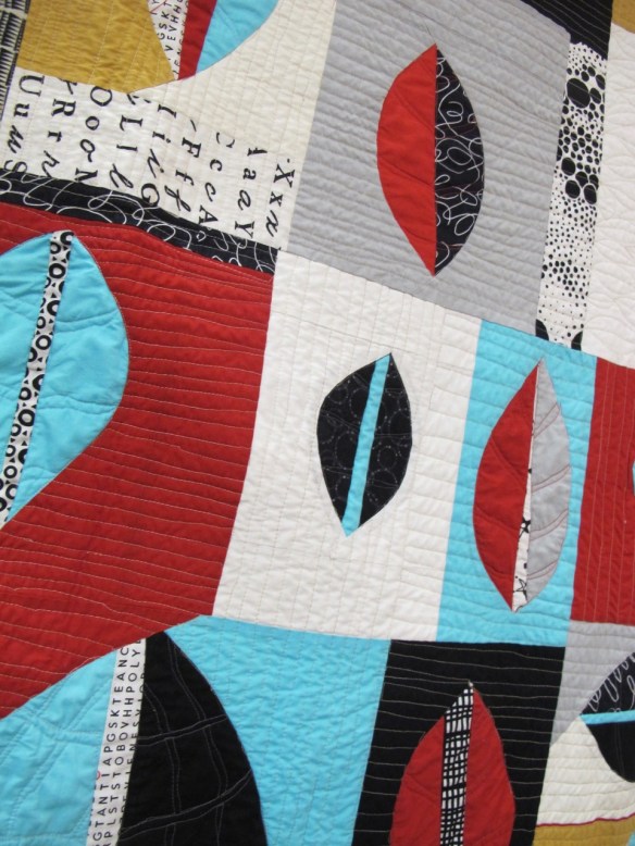 Modern Re-Leaf by Bee Modern Members, quilted by Claudia Shearer