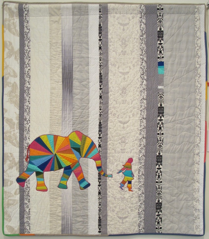 Elephant and I , pieced by Jennifer Sampou, quilted by Jocelyn Marzan