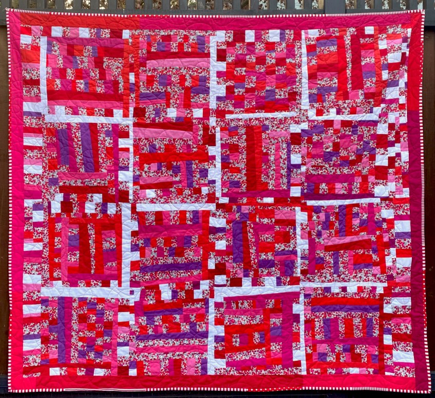 Liberty Quilt #1 by Carol Van Zandt, quilted by Hello Stitch, 65" x 59"